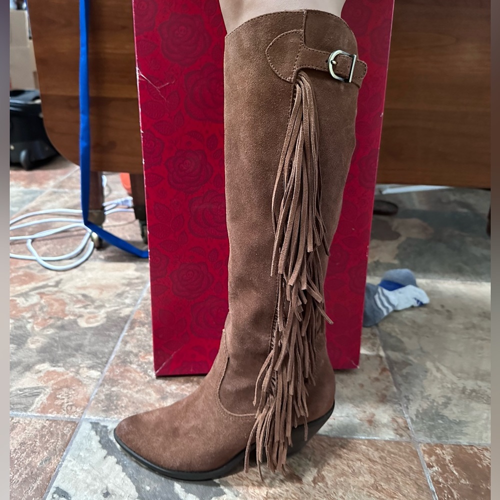 Carlos Santana Lever Mustang 7 heeled boots leather fringe